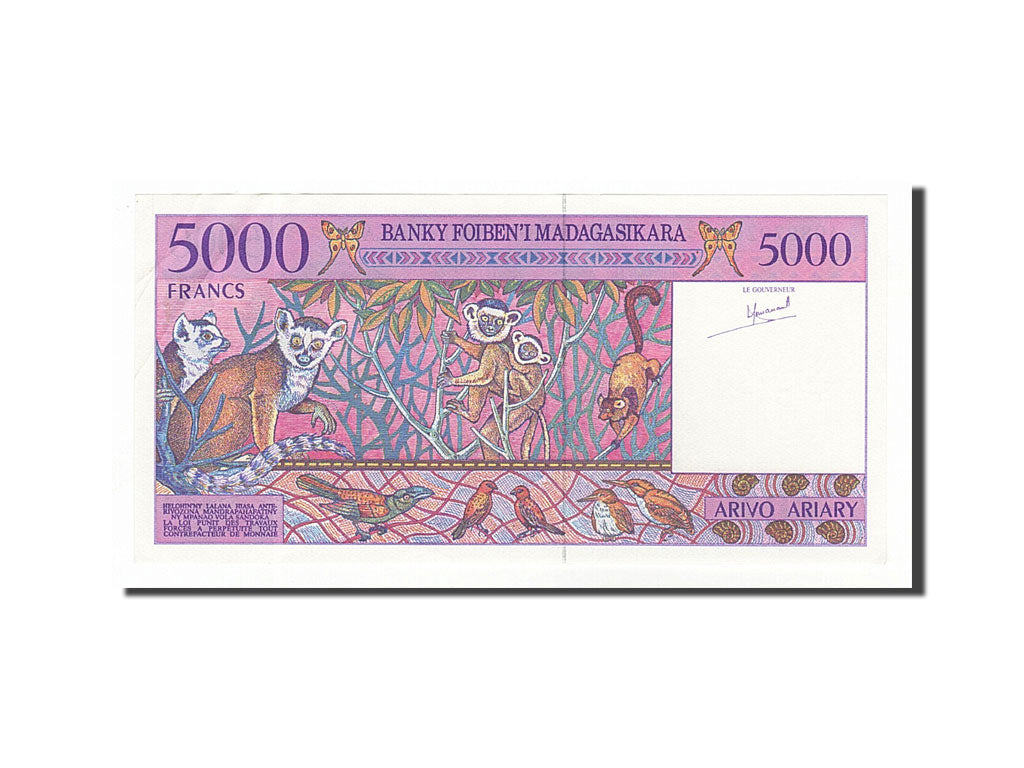 Madagascar, 5000 Francs = 1000 Ariary, 1995, KM #78a, UNC(60-62), A08970201