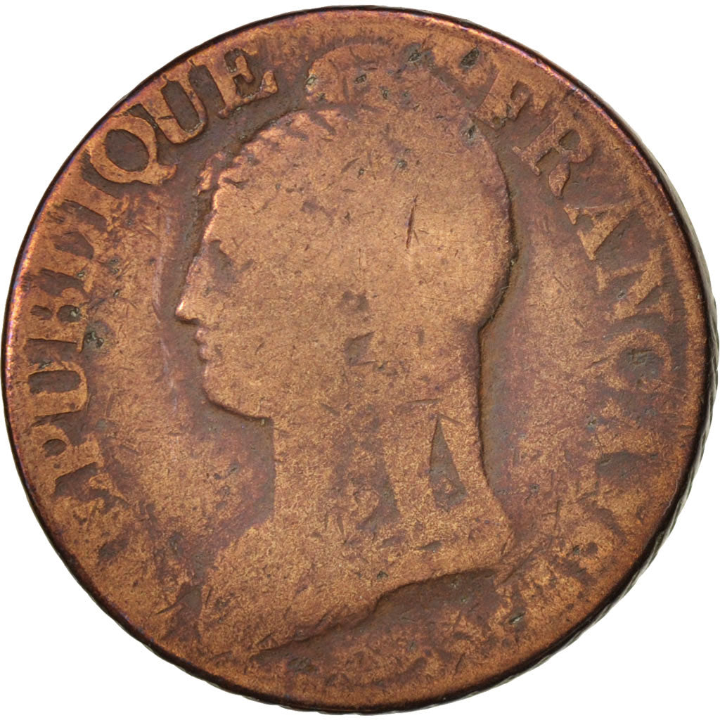 France, Dupré, 5 Centimes, 1800, Strasbourg, VG(8-10), Bronze, KM:640.4