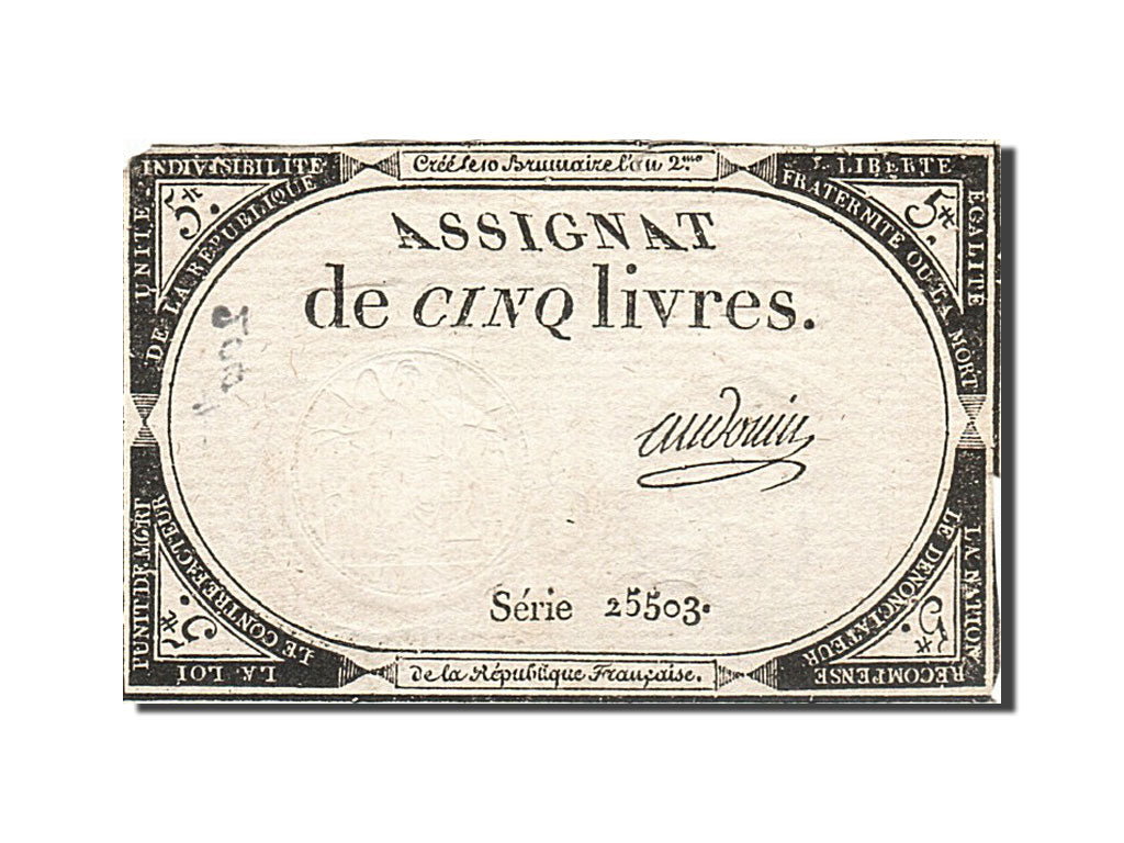 France, 5 Livres, 1793, KM #A76, 1793-10-31, VF(20-25), Lafaurie #171, France,..