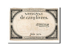 Geldschein, Frankreich, 5 Livres, 1793, Arnoux, S, KM:A76, Lafaurie:171