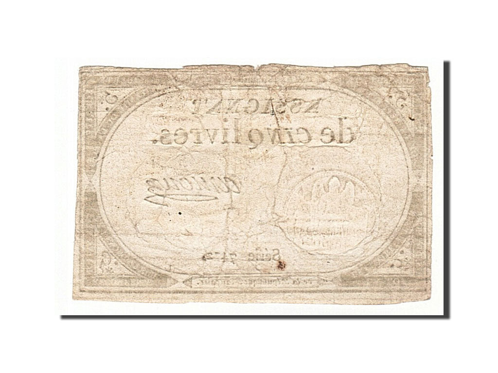 Billet, France, 5 Livres, 1793, Arnoux, TB, KM:A76, Lafaurie:171