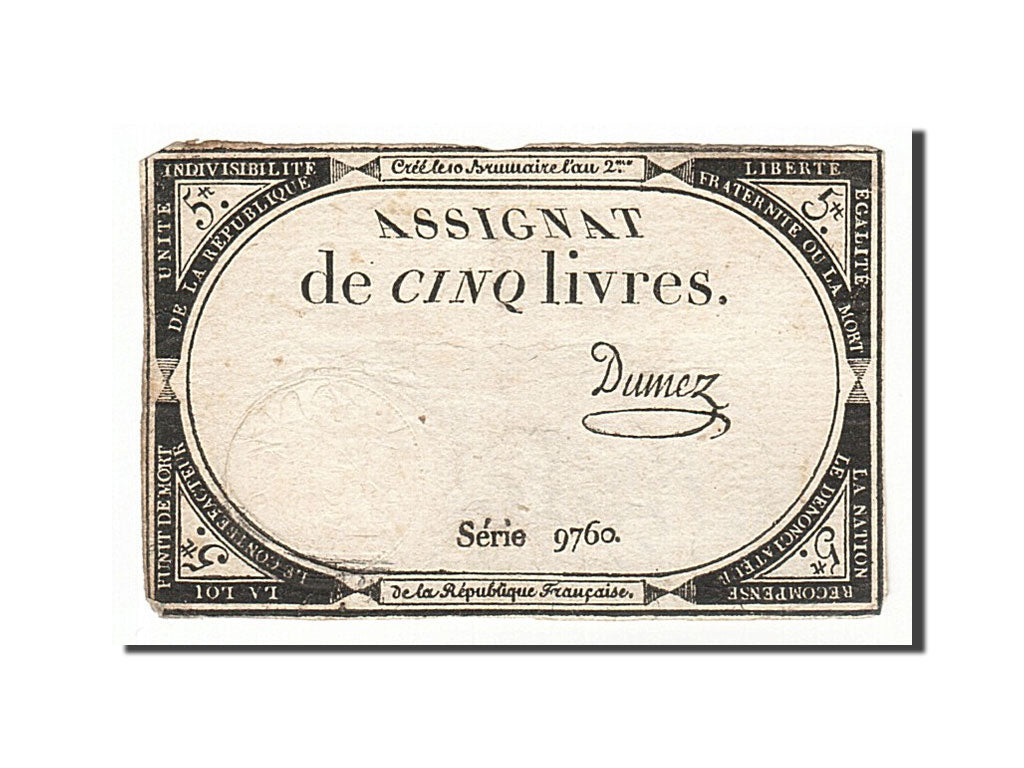 Francia, 5 Livres, 1793, Dumez, KM:A76, MB, Lafaurie:171