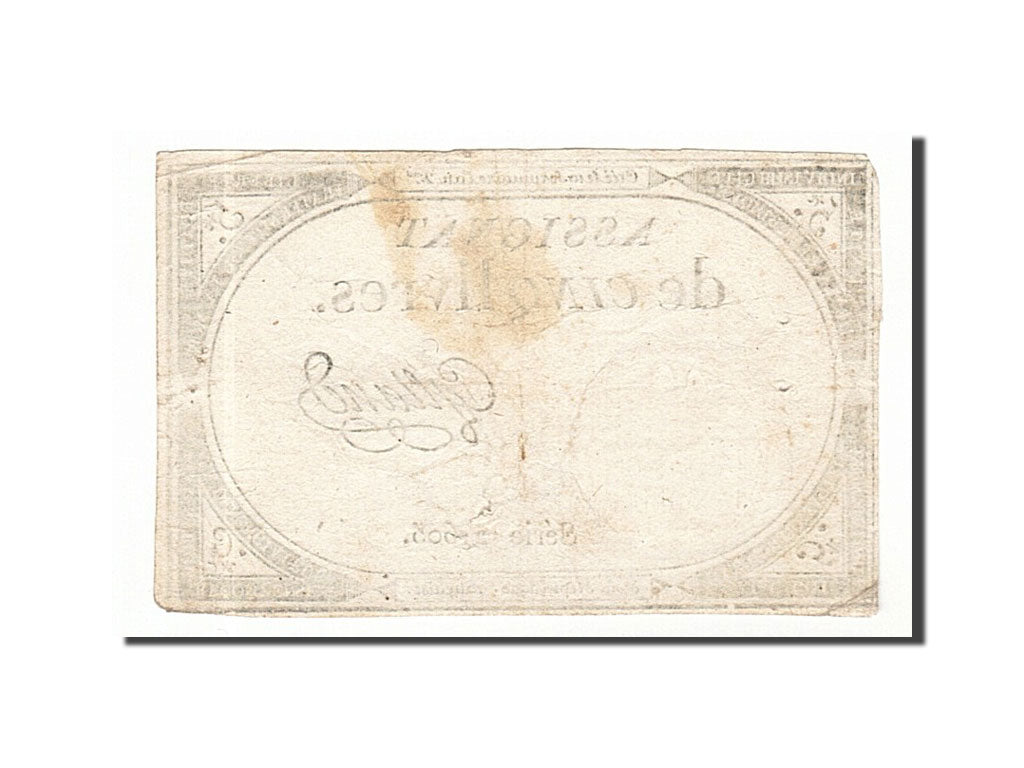 Billete, Francia, 5 Livres, 1793, Galland, BC, KM:A76, Lafaurie:171