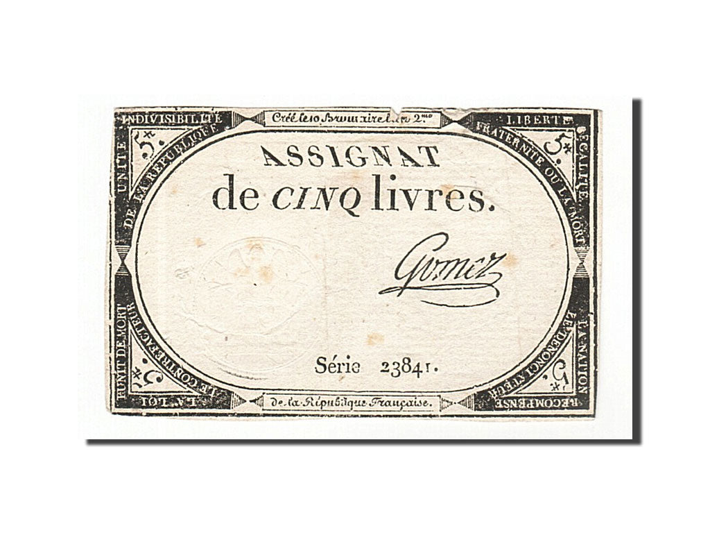 France, 5 Livres, 1793, KM #A76, 1793-10-31, VF(20-25), Lafaurie #171, France,..