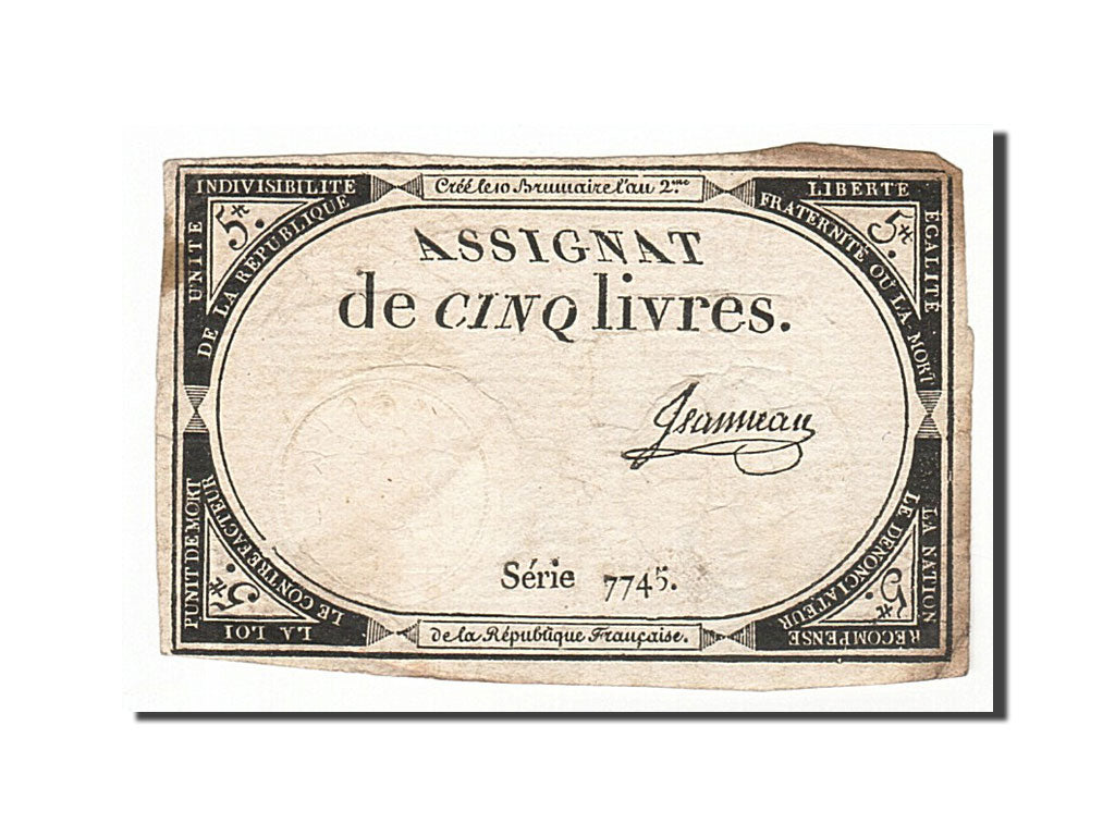 France, 5 Livres, 1793, KM #A76, 1793-10-31, VF(20-25), Lafaurie #171, France,..
