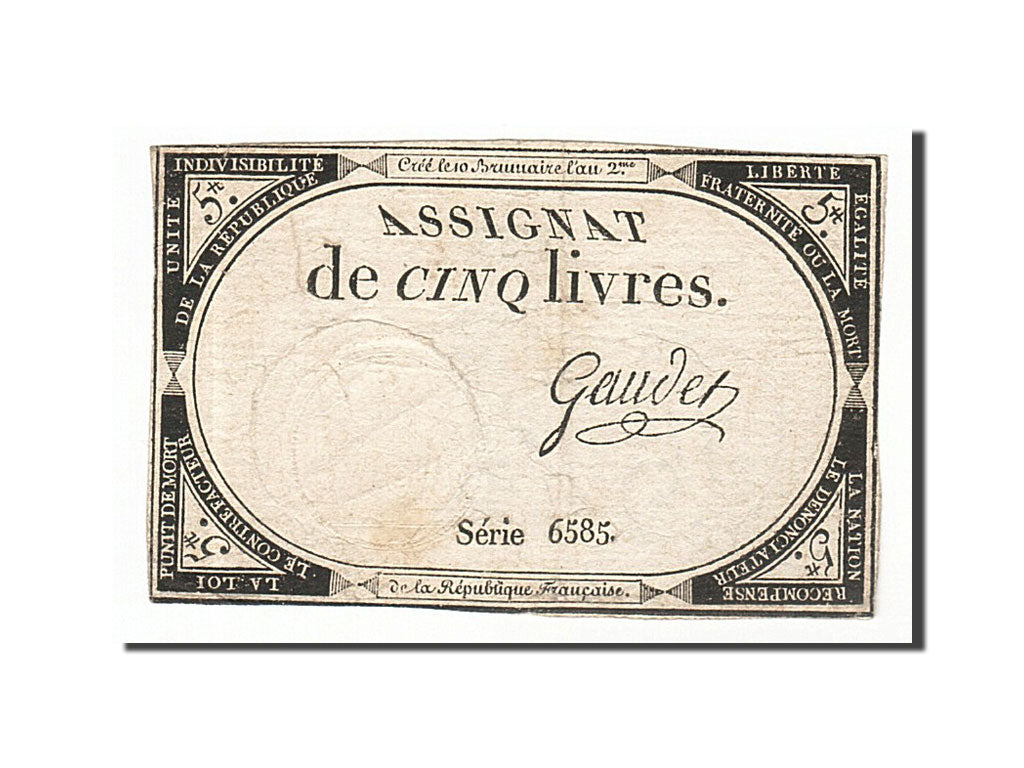 France, 5 Livres, 1793, KM #A76, 1793-10-31, VF(20-25), Lafaurie #171, France,..