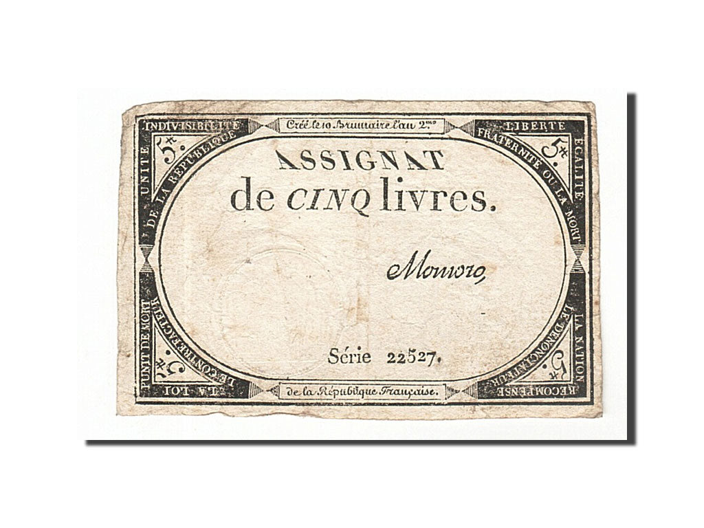 France, 5 Livres, 1793, KM #A76, 1793-10-31, VF(20-25), Lafaurie #171, France,..