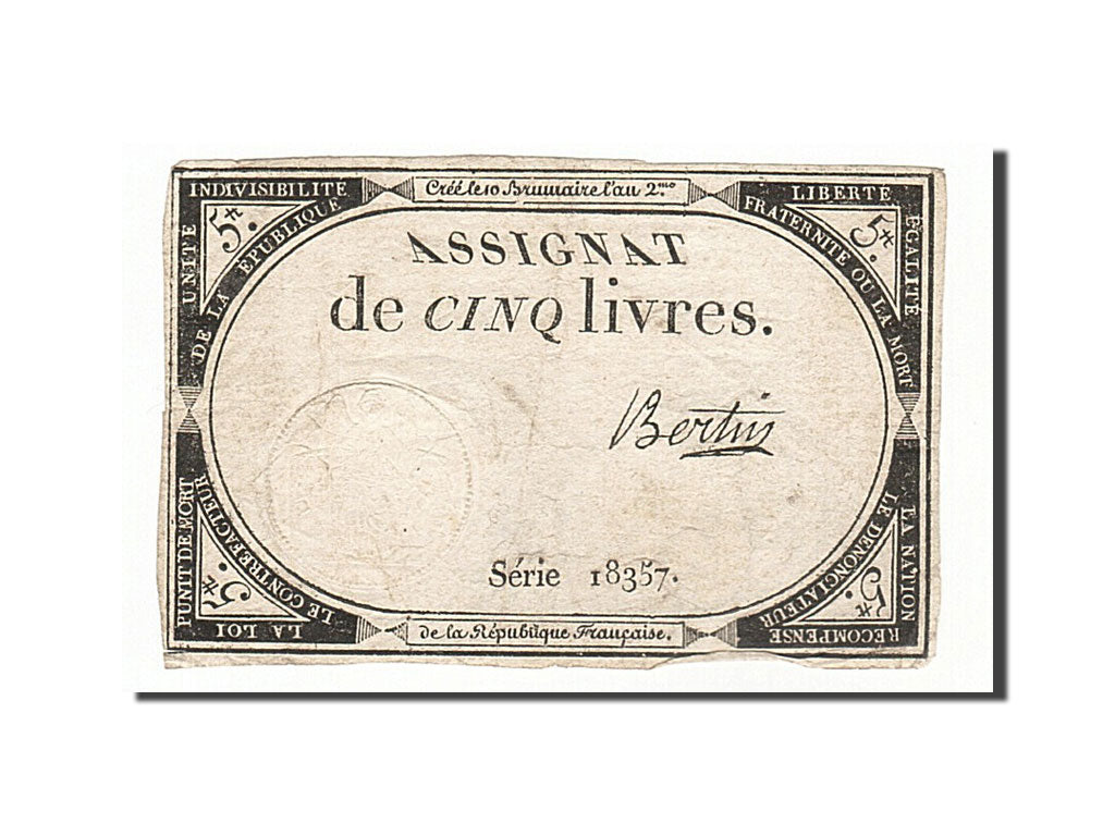 France, 5 Livres, 1793, KM #A76, 1793-10-31, VF(20-25), Lafaurie #171, France,..
