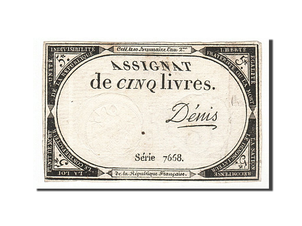 France, 5 Livres, 1793, KM #A76, 1793-10-31, VF(30-35), Lafaurie #171, France,..