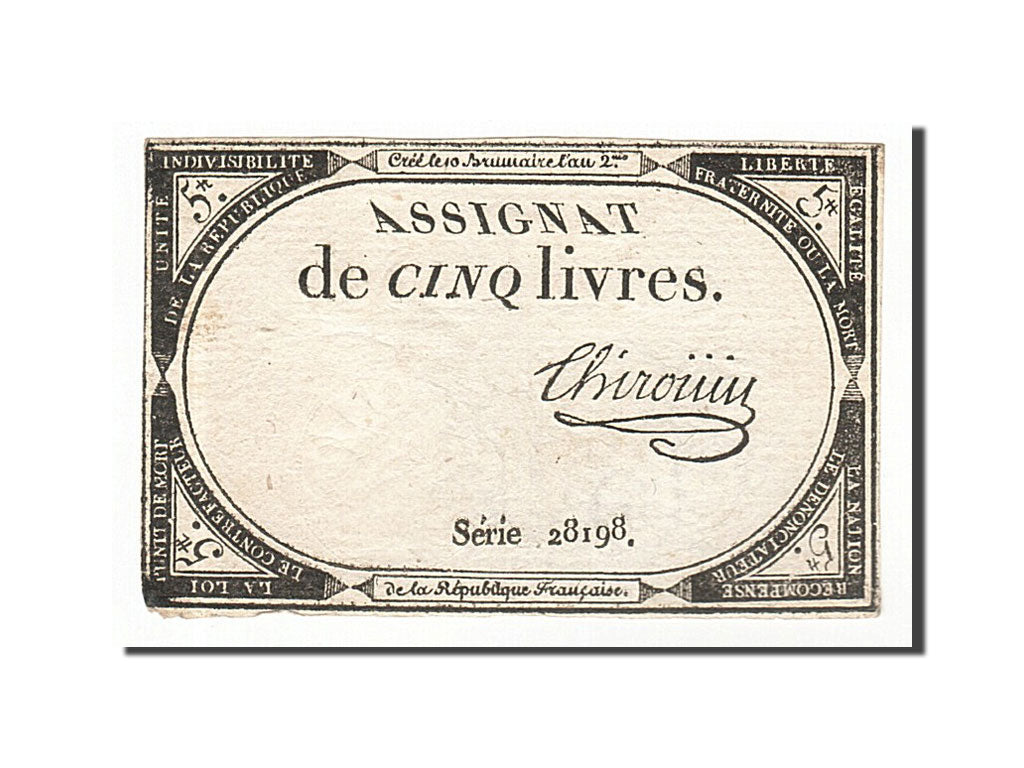 Francia, 5 Livres, 1793, Thirouin, KM:A76, MB+, Lafaurie:171