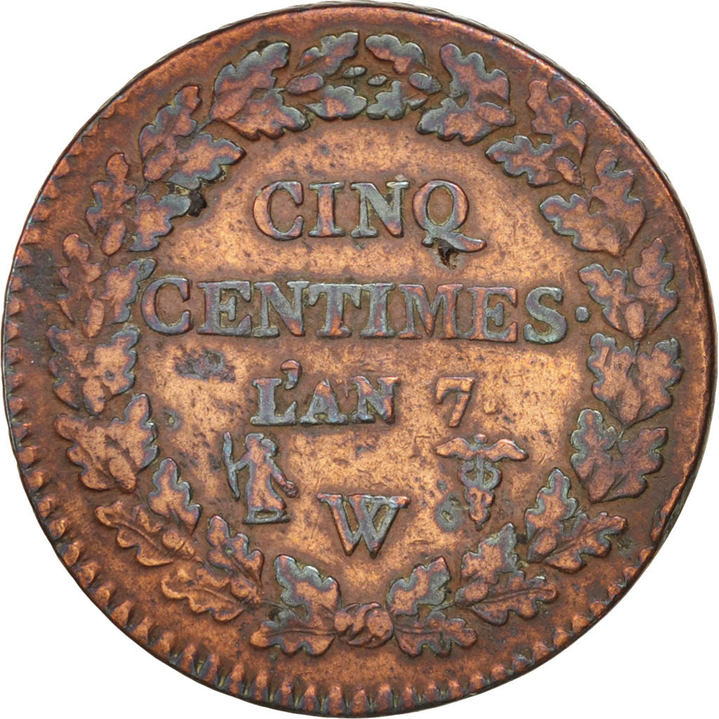 France, Dupré, 5 Centimes, 1798, Lille, TB, Bronze, KM:640.11, Gadoury:126