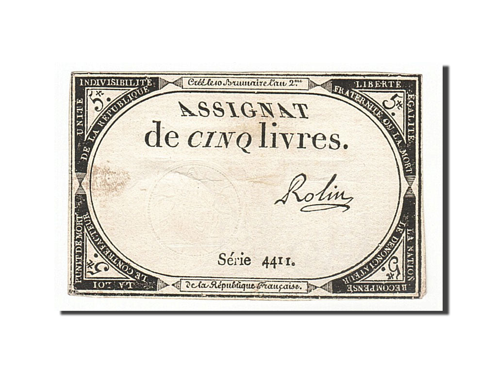5 Livres type Domaines Nationaux, signé Rolin