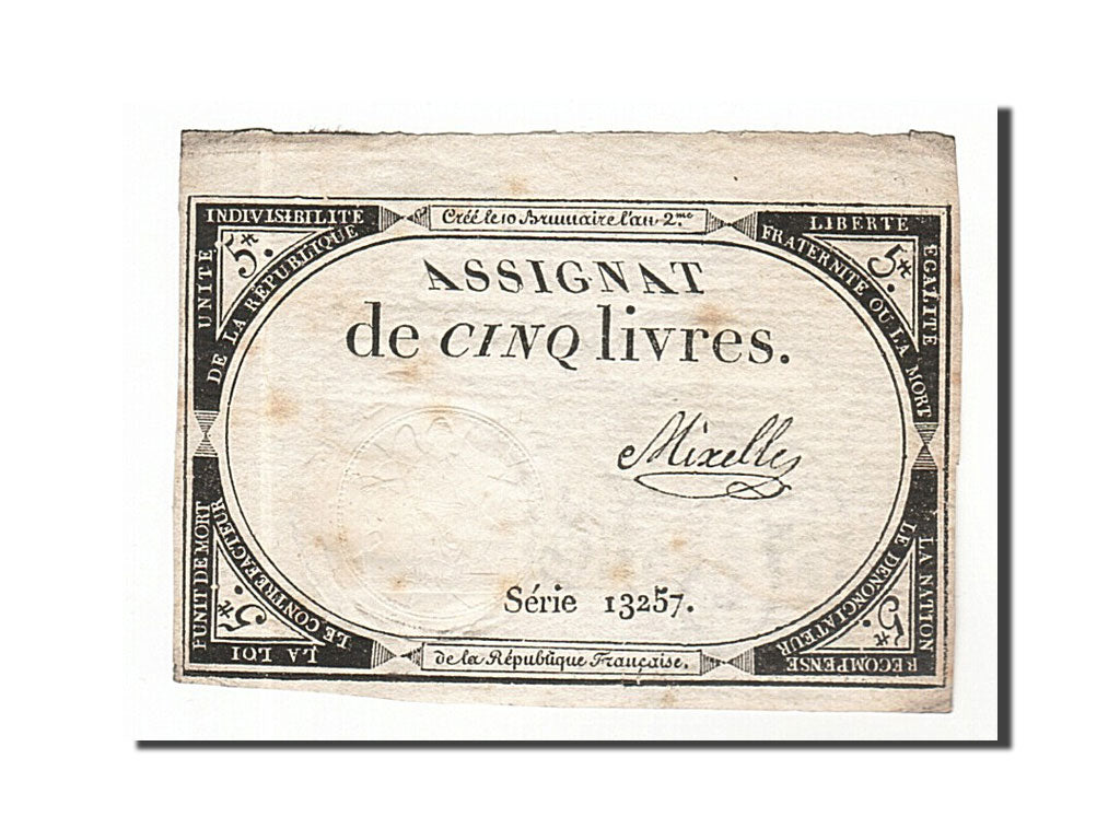 France, 5 Livres, 1793, KM #A76, 1793-10-31, VF(30-35), Lafaurie #171, France,..