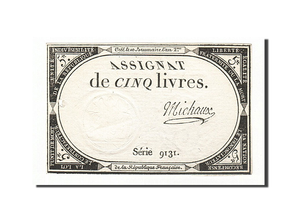 5 Livres type Domaines Nationaux, signé Michaux