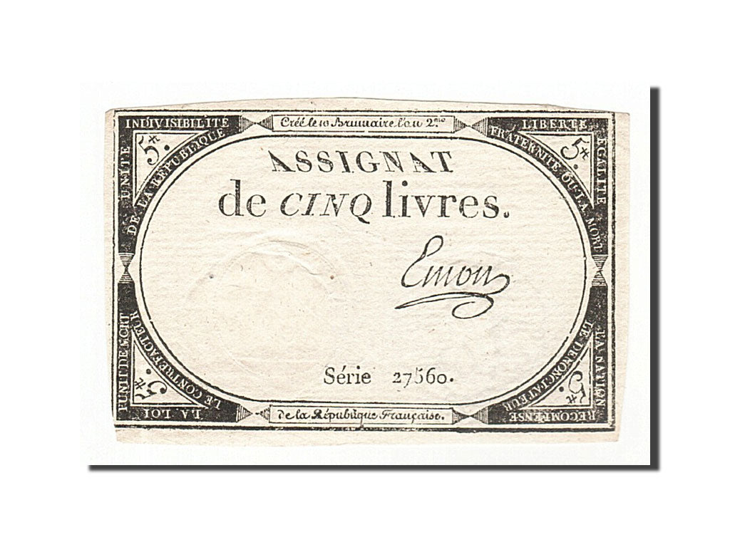France, 5 Livres, 1793, KM #A76, 1793-10-31, EF(40-45), Lafaurie #171, France,..