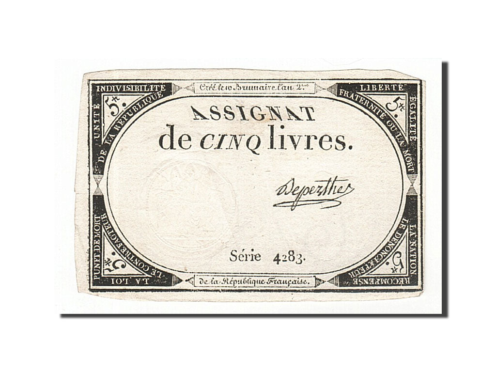 5 Livres type Domaines Nationaux, signé Deperthe