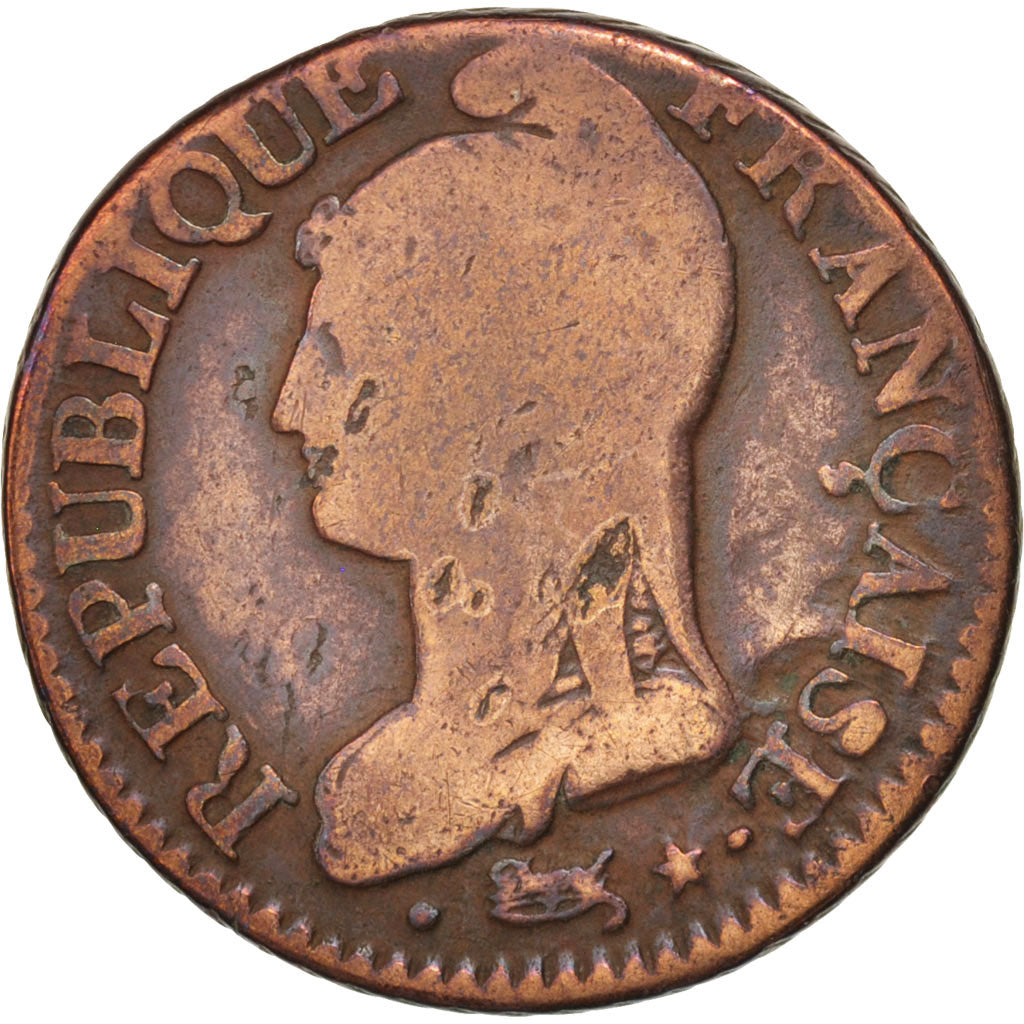 France, Dupré, 5 Centimes, 1799, Metz, VG(8-10), Bronze, KM:640.2, Gadoury:126a