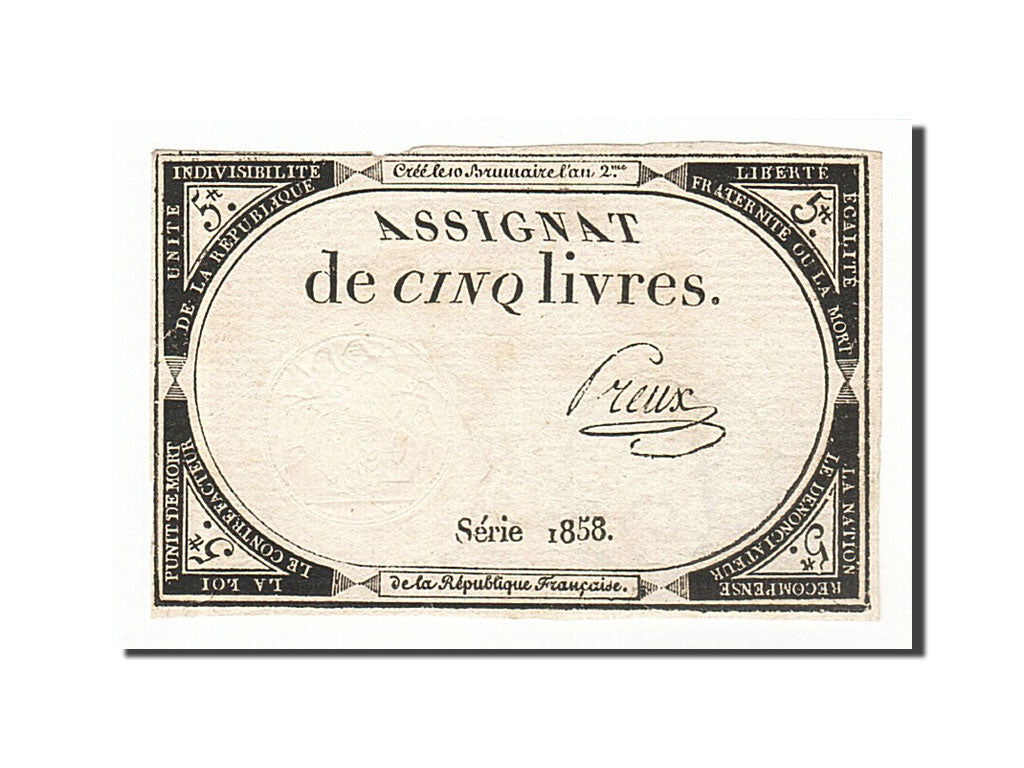 5 Livres type Domaines Nationaux, signé Preux