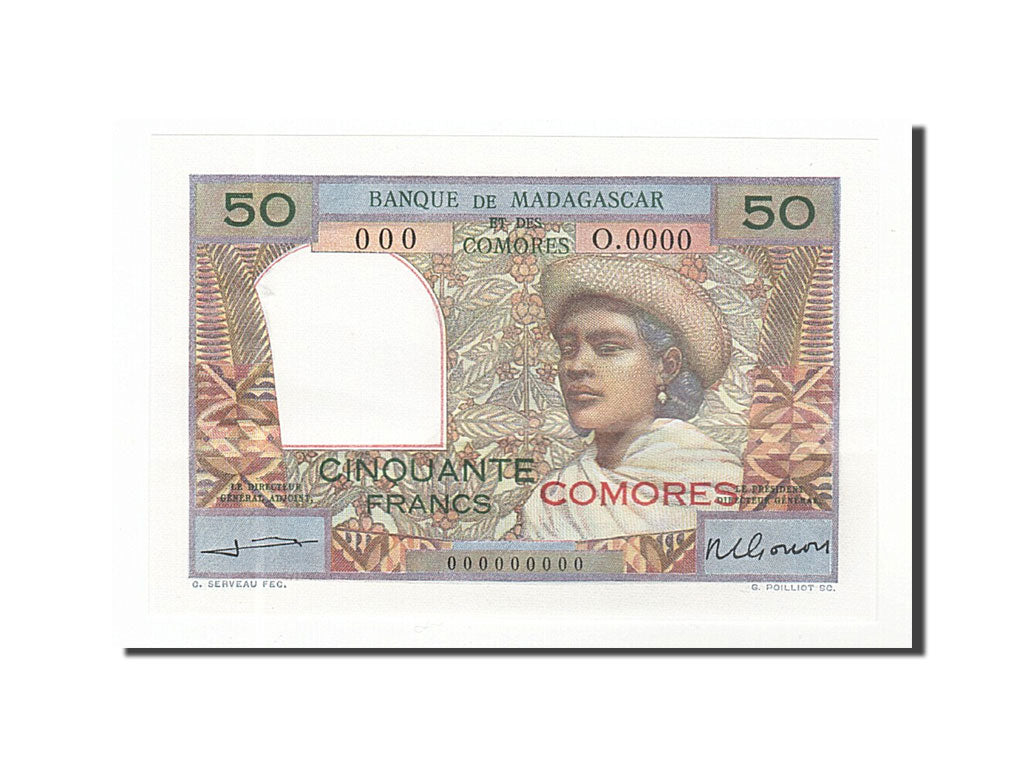 Comores, 50 Francs type Madagascar, EPREUVE