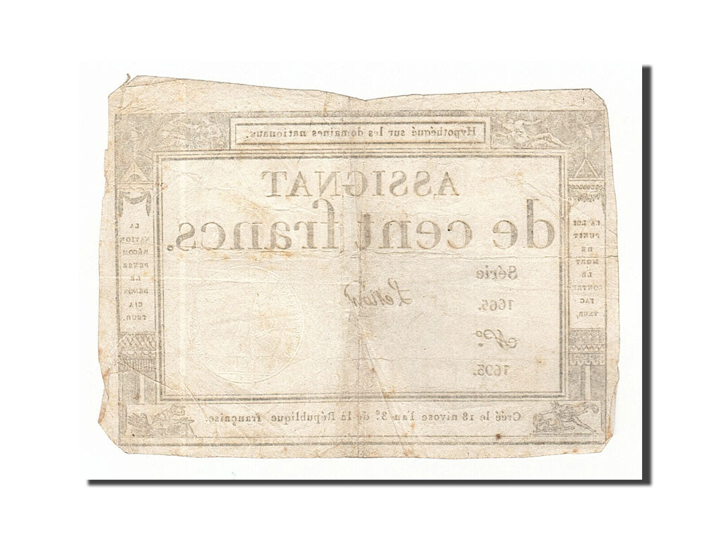 Banconote, Francia, 100 Francs, 1795, Le Noir, MB+, KM:A78, Lafaurie:173