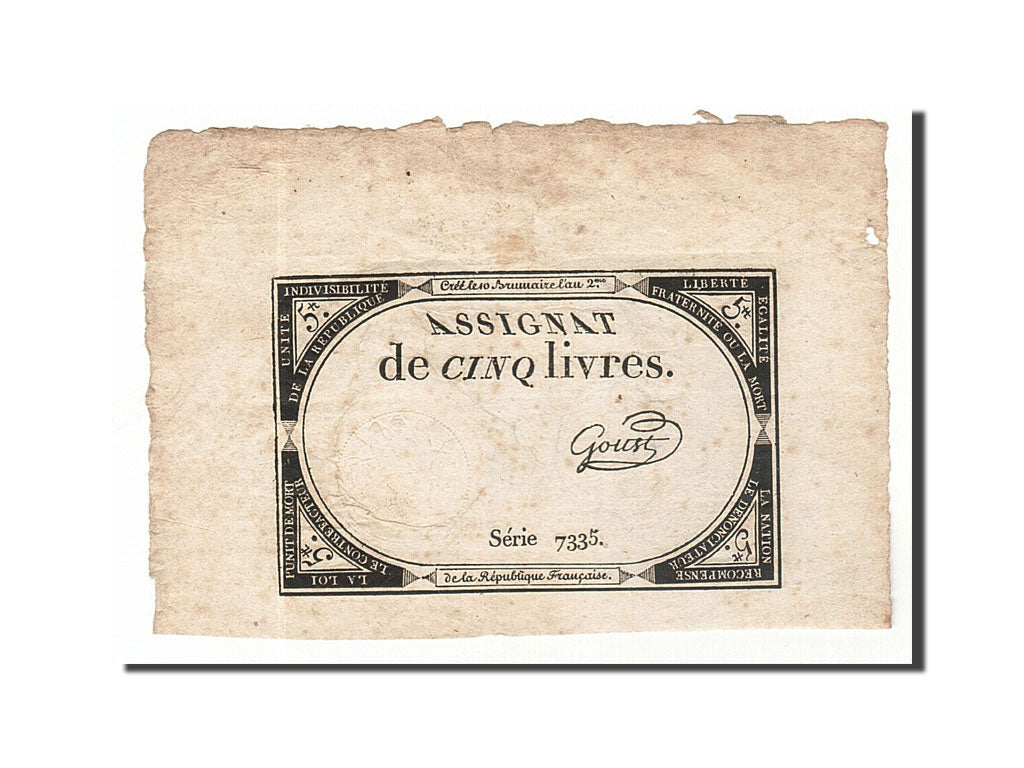 France, 5 Livres, 1793, KM #A76, 1793-10-31, EF(40-45), Lafaurie #171, France,..