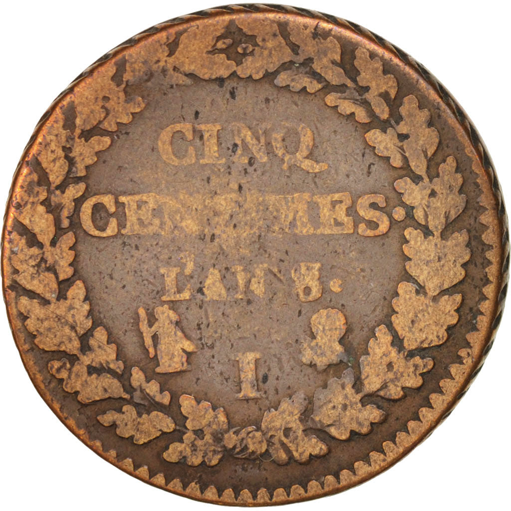 France, Dupré, 5 Centimes, 1799, Limoges, VG(8-10), Bronze, KM:640.7,Gadoury126a