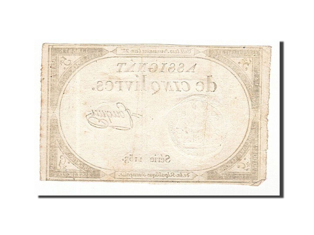 France, 5 Livres, 1793, KM #A76, 1793-10-31, EF(40-45), Lafaurie #171, France,..