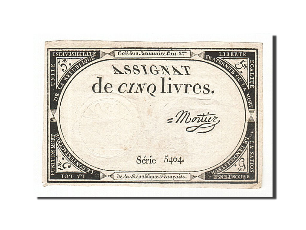 Francia, 5 Livres, 1793, Mortier, KM:A76, BB, Lafaurie:171