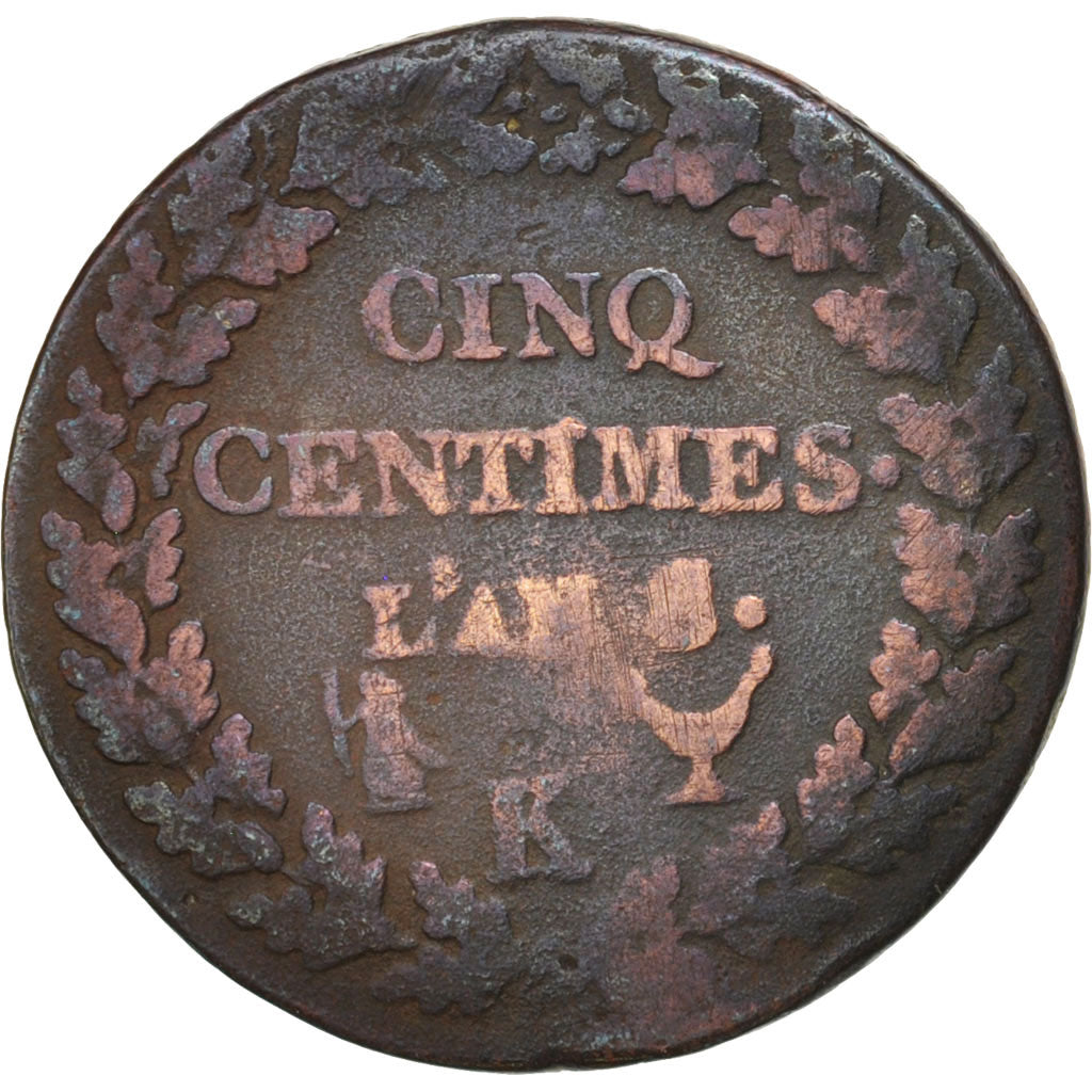 Coin, France, Dupré, 5 Centimes, 1799, Bordeaux, VG(8-10), Bronze, KM:640.8