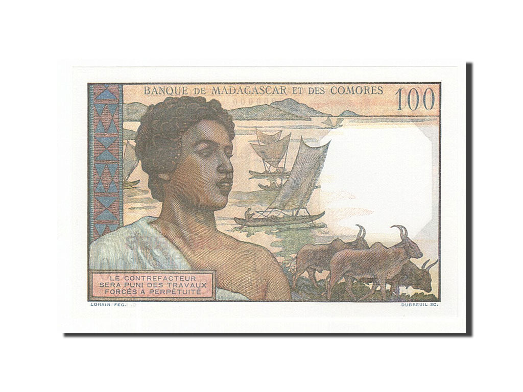 Comoros, 100 Francs, 1960, KM #3s, UNC(65-70), O.0000