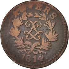 France, 5 Centimes Louis XVIII, 1814, Anvers, VG(8-10), Bronze, Gadoury:131c