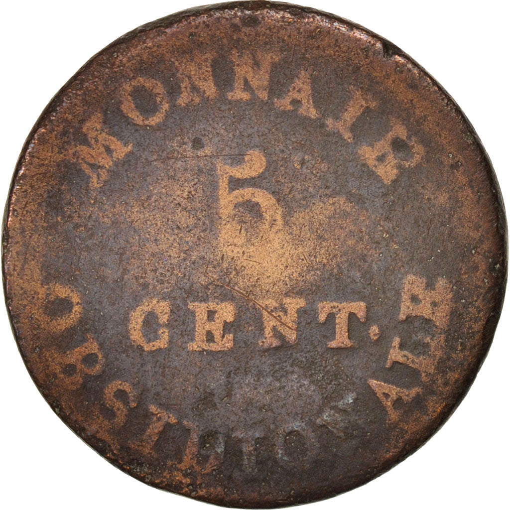 France, 5 Centimes Louis XVIII, 1814, Anvers, VG(8-10), Bronze, Gadoury:131c