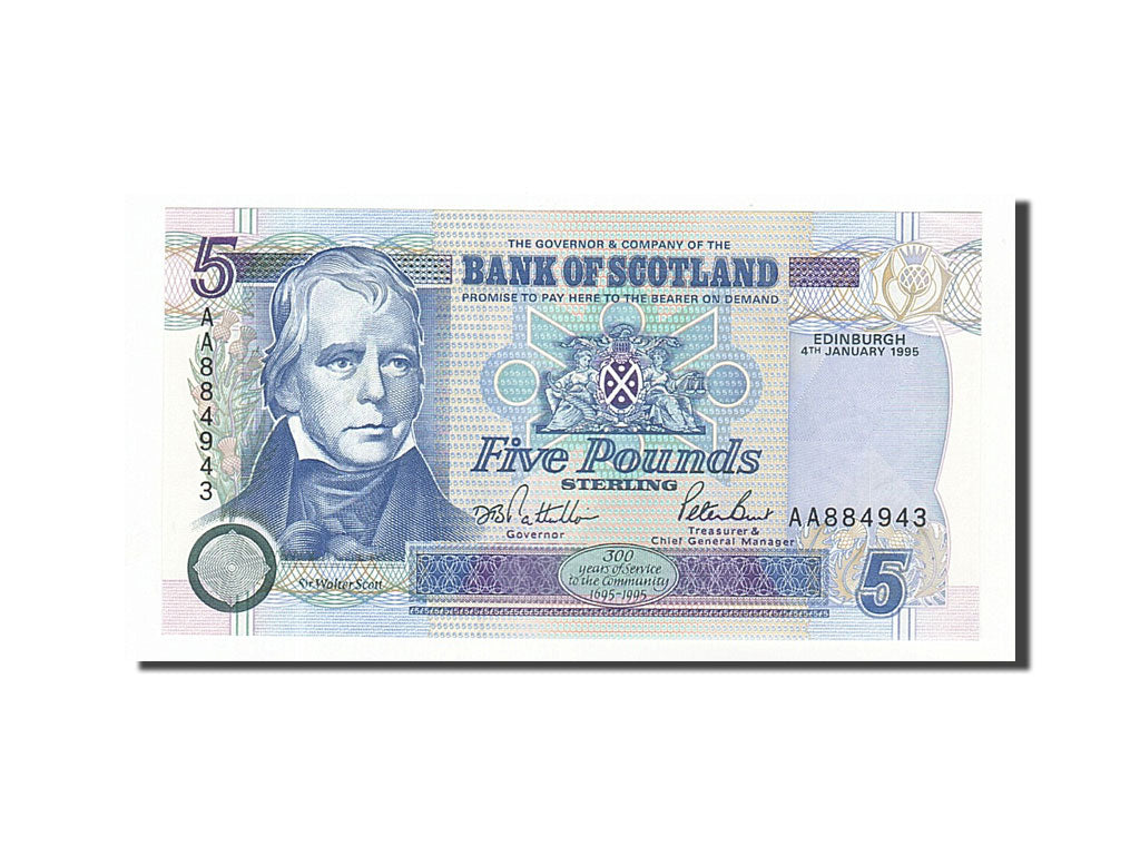Scotland, 5 Pounds, 1995, KM #119a, 1995-01-04, UNC(63), AA884943