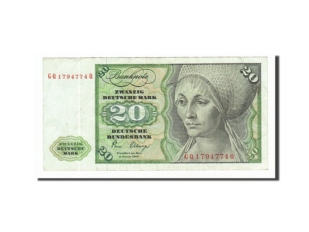 Banconote, GERMANIA - REPUBBLICA FEDERALE, 20 Deutsche Mark, 1980, 1980-01-02
