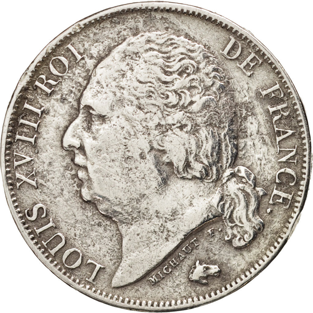 France, Louis XVIII, Franc, 1816, Paris, VF(30-35), Silver, KM:709.1, Gadoury449