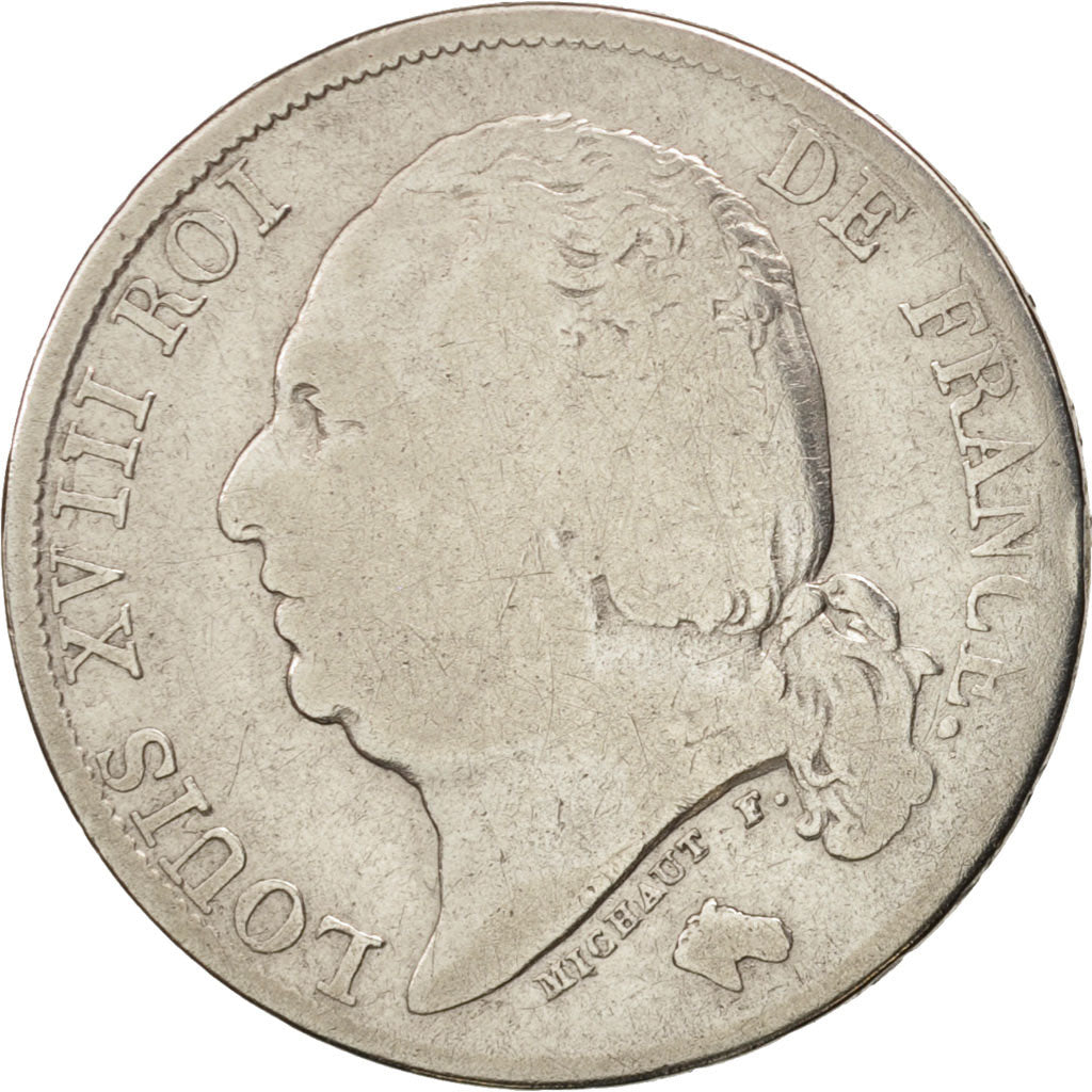 Francia, Louis XVIII, Louis XVIII, Franc, 1822, Paris, B+, Argento, KM:709.1,...