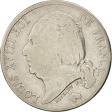 France, Louis XVIII, Franc, 1822, Paris, B+, Argent, KM:709.1, Gadoury 449