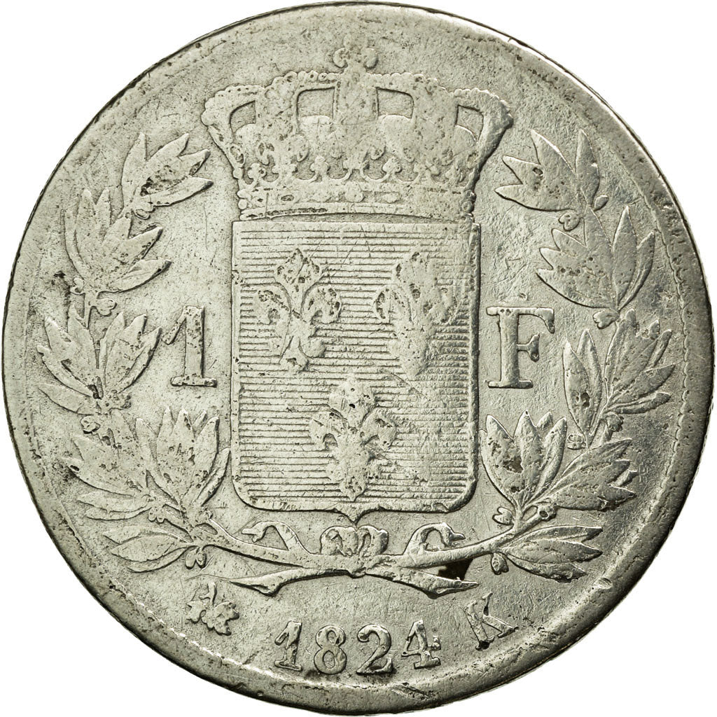 Munten, Frankrijk, Louis XVIII, Louis XVIII, Franc, 1824, Bordeaux, ZG+, Zilver