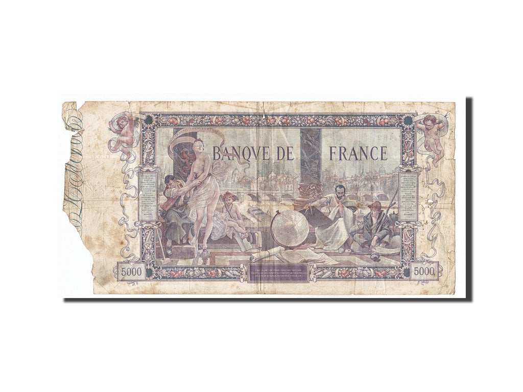 FRANCE, 5000 Francs Flameng, 1918, KM #76, 1918-01-07, F(12-15), Fayette #43.1