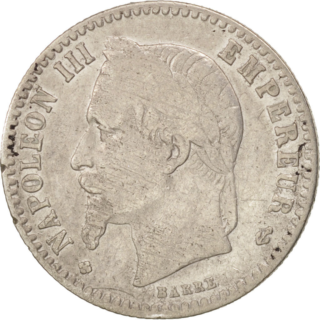 France, Napoleon III, 50 Centimes, 1867, Strasbourg, VF(20-25), KM 814.2