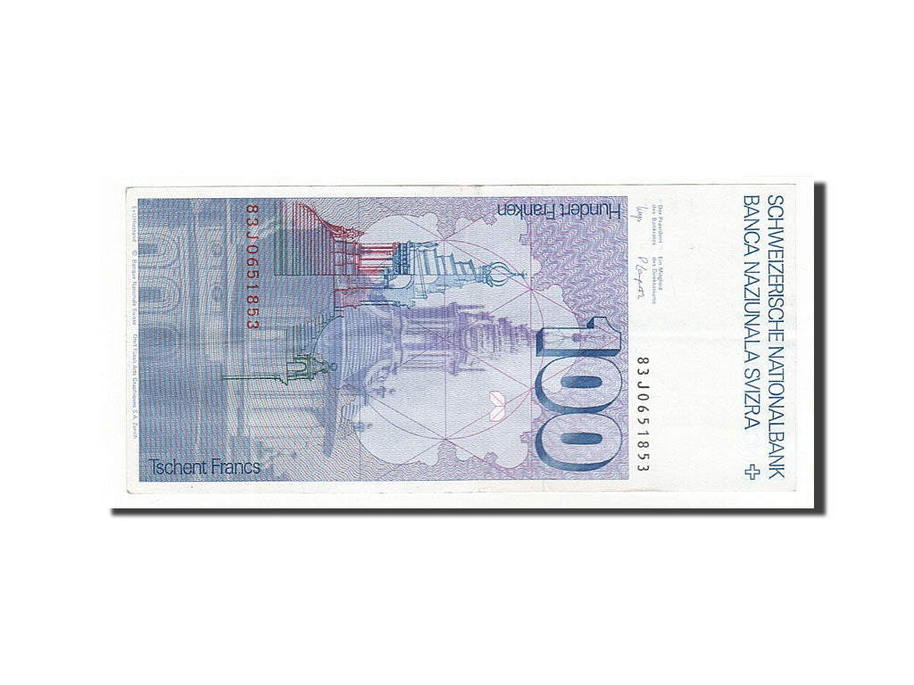 Switzerland, 100 Franken, 1983, KM #57f, AU(50-53), 83J0651853