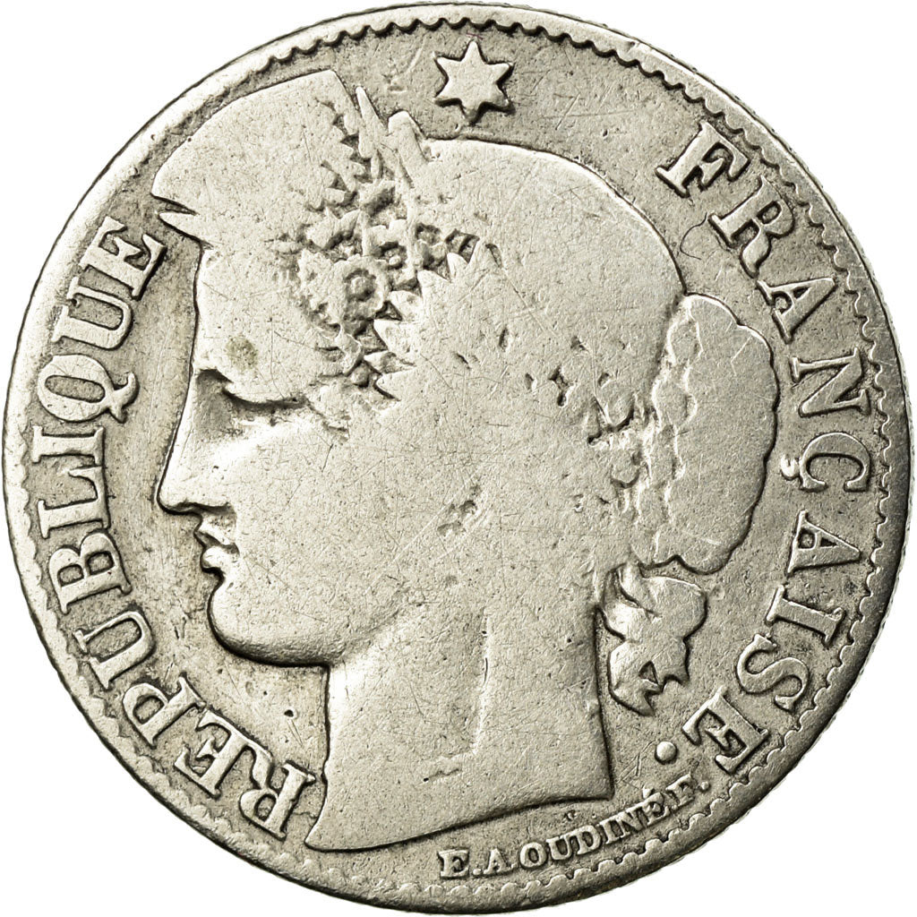 Moneta, Francia, Cérès, 50 Centimes, 1872, Bordeaux, B, Argento, KM:834.2
