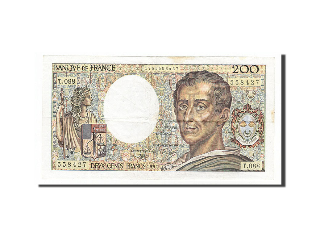 Banknote, France, 200 Francs, 200 F 1981-1994 ''Montesquieu'', 1991, EF(40-45)