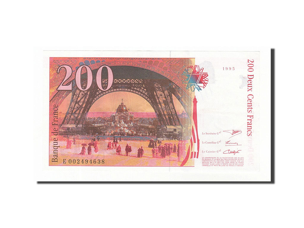 Billet, France, 200 Francs, 200 F 1995-1999 ''Eiffel'', 1995, SUP, Fayette:75.1