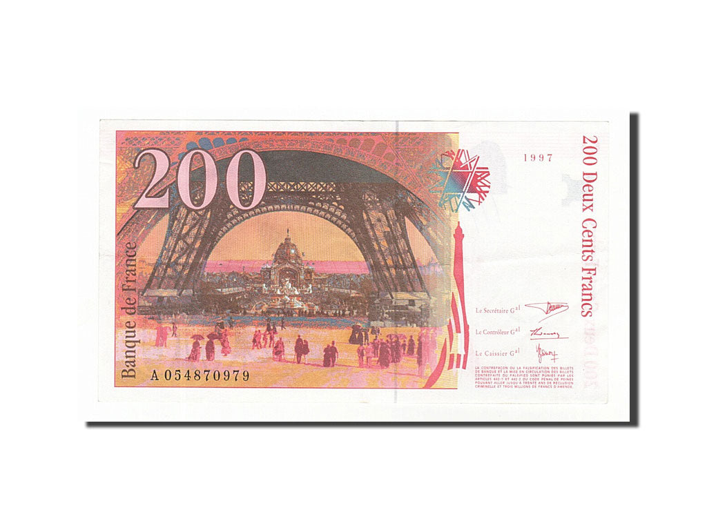 Banknote, France, 200 Francs, 200 F 1995-1999 ''Eiffel'', 1997, AU(50-53)
