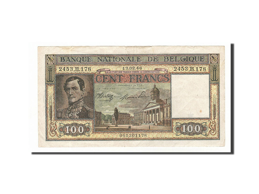 Banknote, Belgium, 100 Francs, 1946, 1946-02-13, VF(30-35)