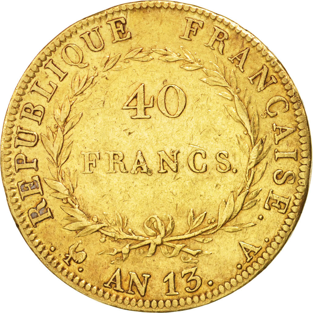 France, Napoléon I, 40 Francs, 1805, Paris, EF(40-45), Gold,KM:664.1,Gadoury1081