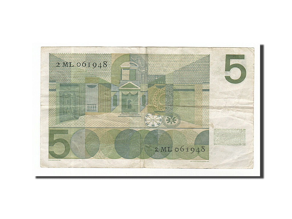 Netherlands, 5 Gulden, 1966, KM #90a, 1966-04-26, VF(20-25), 2ML061948