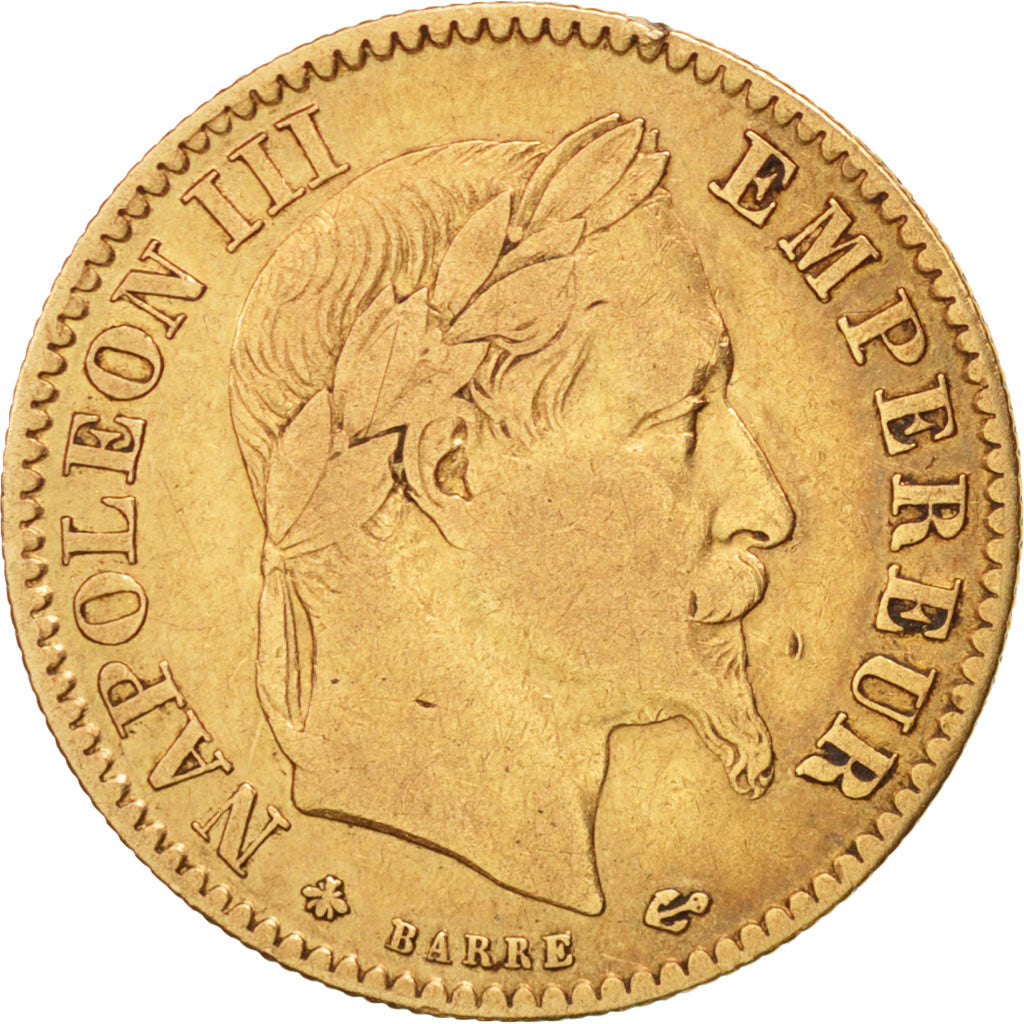 Frankreich, Napoleon III, 10 Francs, 1865, Paris, VF(30-35), Gold, KM 800.1