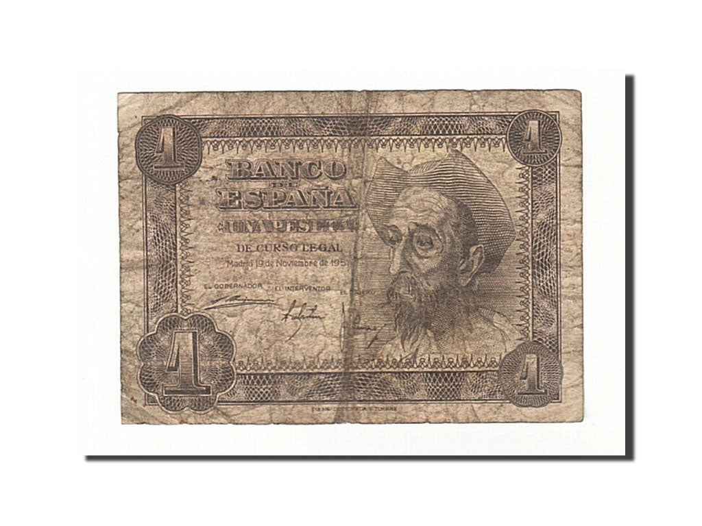 Spain, 1 Peseta, 1951, KM #139a, 1951-11-19, VG(8-10), B5540118